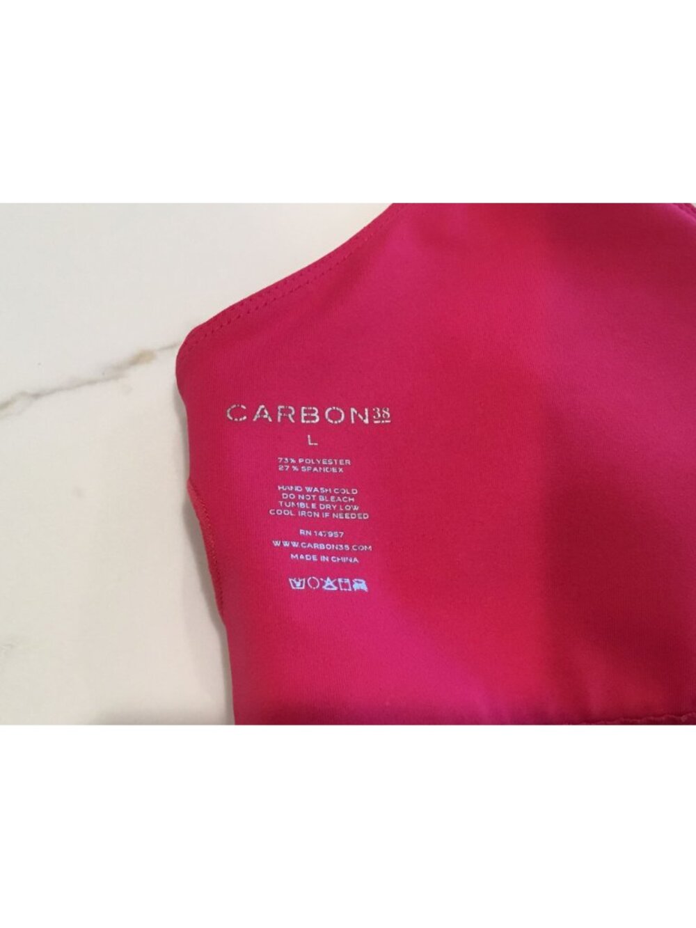 Carbon38 Pink Crochet Back Sports Bra L Polyester Spandex Blend - Picture 4 of 6